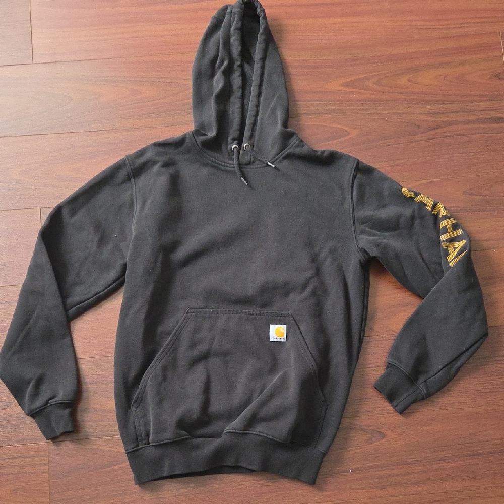 Carhartt Black Hoodie with Gold Sleeve Logo